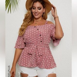 Cold Shoulder Polka Dot Top